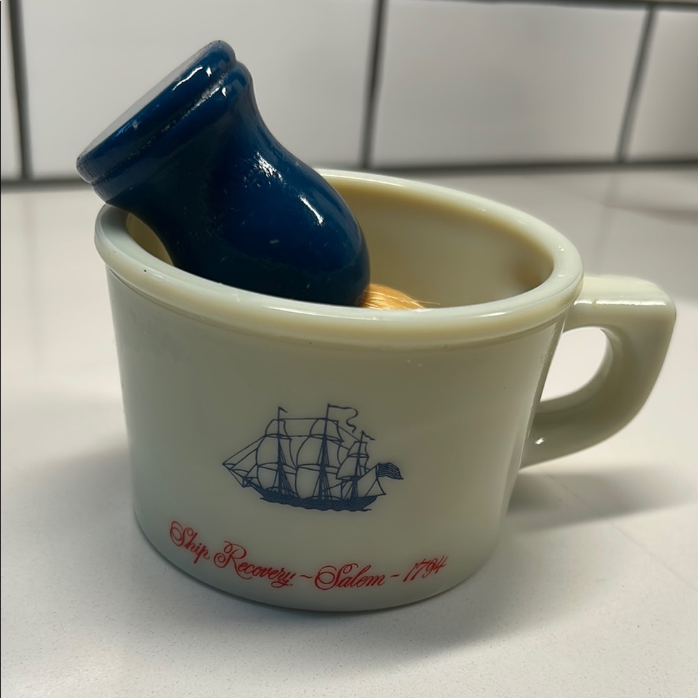 Old spice Vintage Shaving Mug with Blue Parker Brush